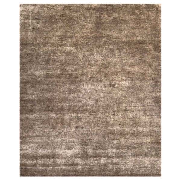 Taupe Transitional Solid Mohair Wool Blend Rug - 8' x 10'