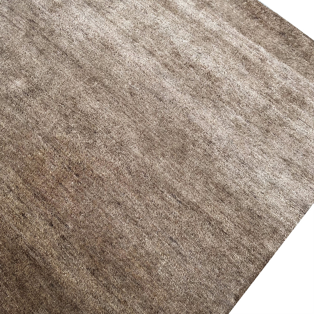 Taupe Transitional Solid Mohair Wool Blend Rug - 8' x 10'