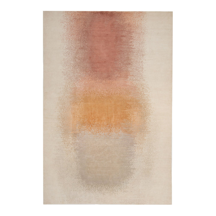 Multicolored Contemporary Wool Silk Blend Rug - 6' x 9'