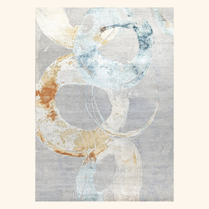 Multicolored Contemporary Wool Silk Blend Rug - 10' x 13'1"
