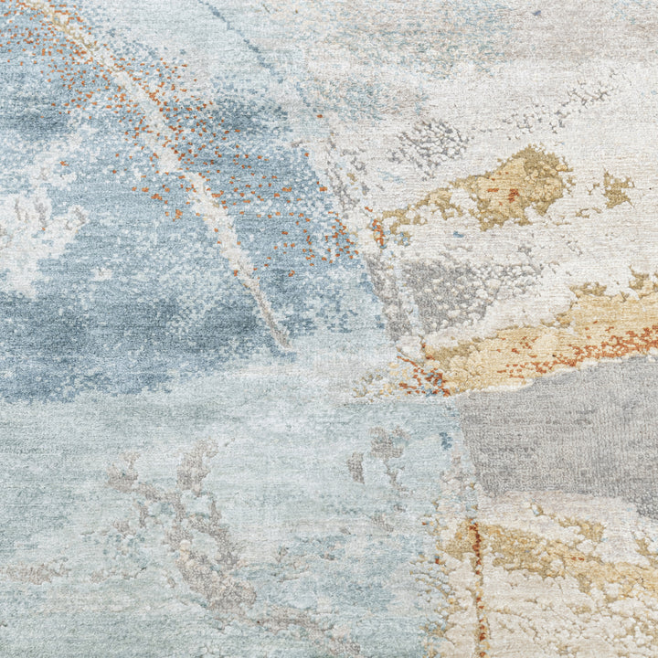 Multicolored Contemporary Wool Silk Blend Rug - 10' x 13'1"