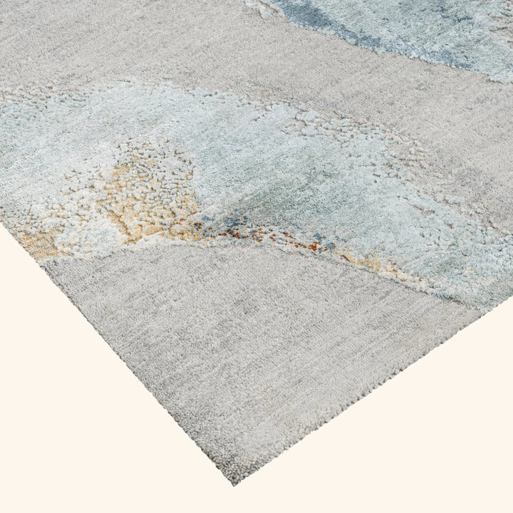 Multicolored Contemporary Wool Silk Blend Rug - 10' x 13'1"