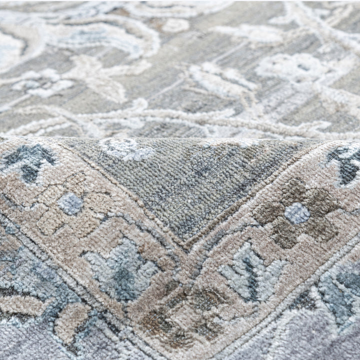 Grey Traditional Wool Silk Blend Rug - 11'10" x 15'4"