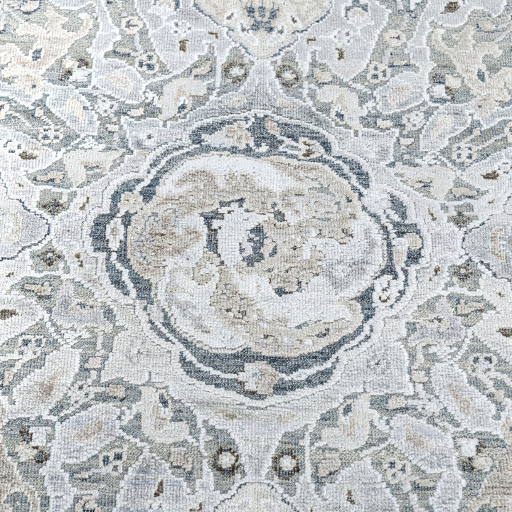 Blue Traditional Wool Silk Blend Rug - 8'11" x 12'1"