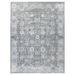Grey Traditional Wool Silk Blend Rug - 9'1" x 11'11"