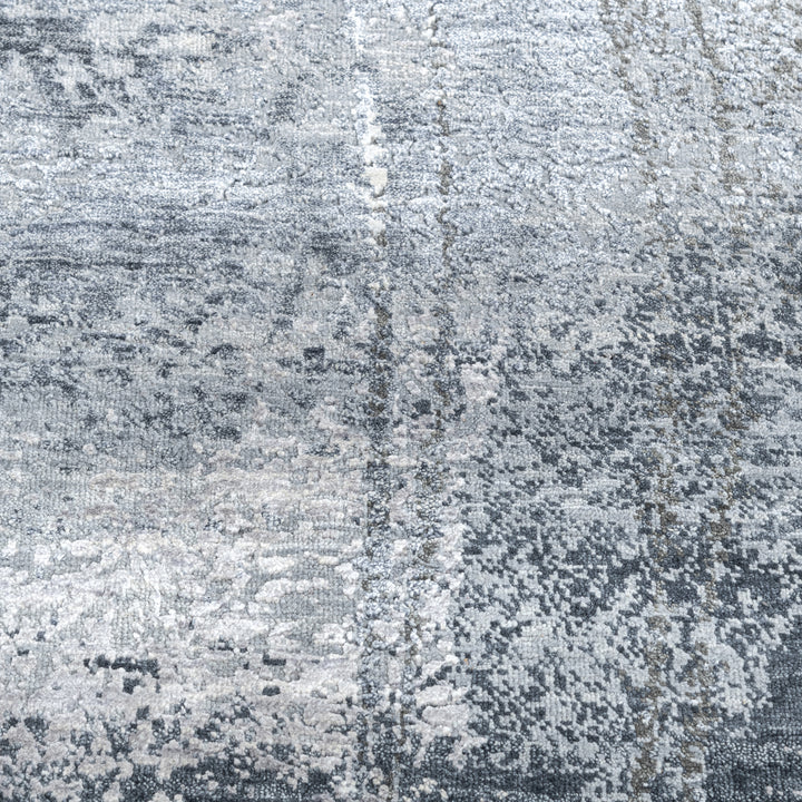 Blue Contemporary Wool Silk Blend Rug - 10'1" x 14'1"