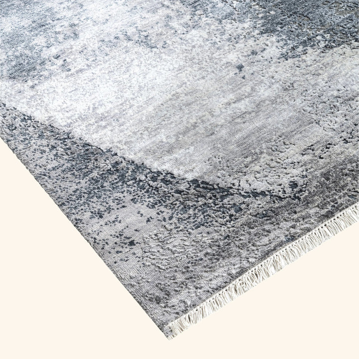Blue Contemporary Wool Silk Blend Rug - 10'1" x 14'1"