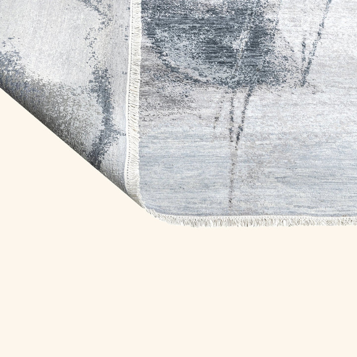 Blue Contemporary Wool Silk Blend Rug - 10'1" x 14'1"