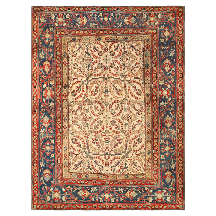 Red Antique Traditional Indian Agra Rug - 7'5" x 9'9"