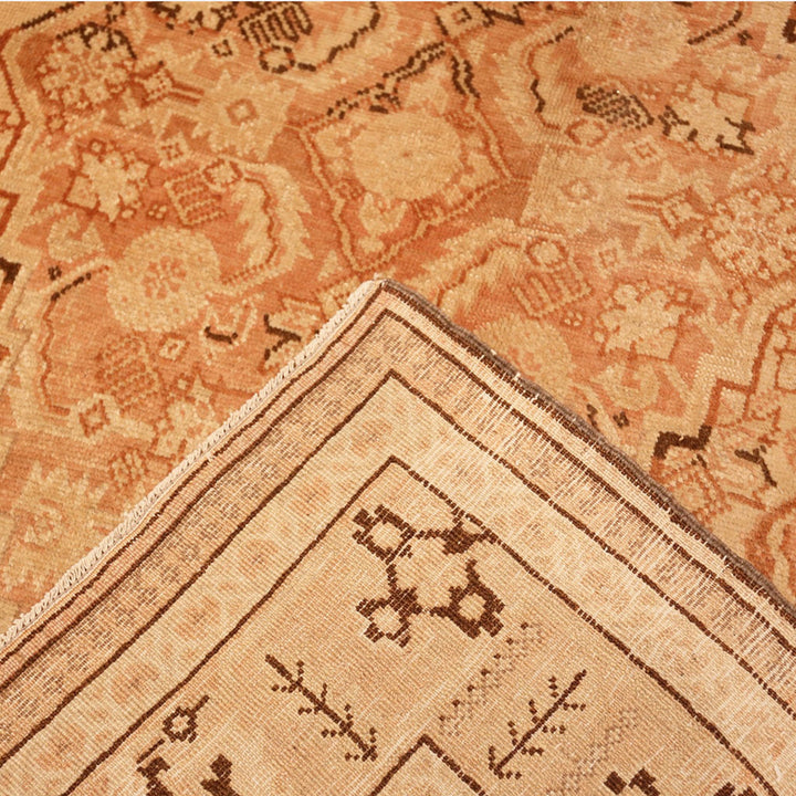 Brown Antique Traditional Khotan Rug - 7' x 12'7"