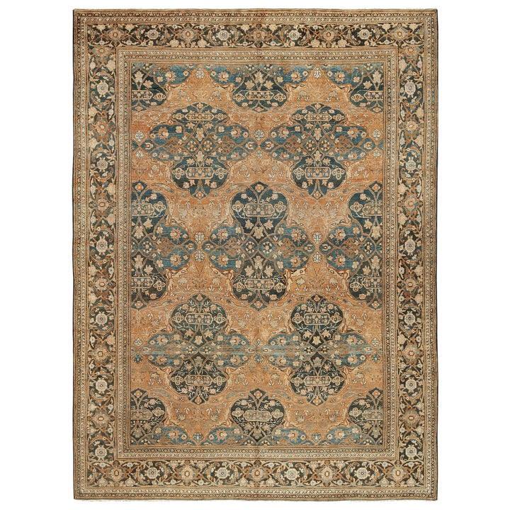 Brown Antique Traditional Persian Khorassan Rug - 9' x 12'5"