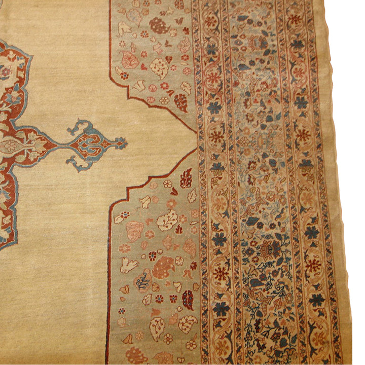 Gold Antique Traditional Persian Tabriz Haji Rug - 10' x 13'9"
