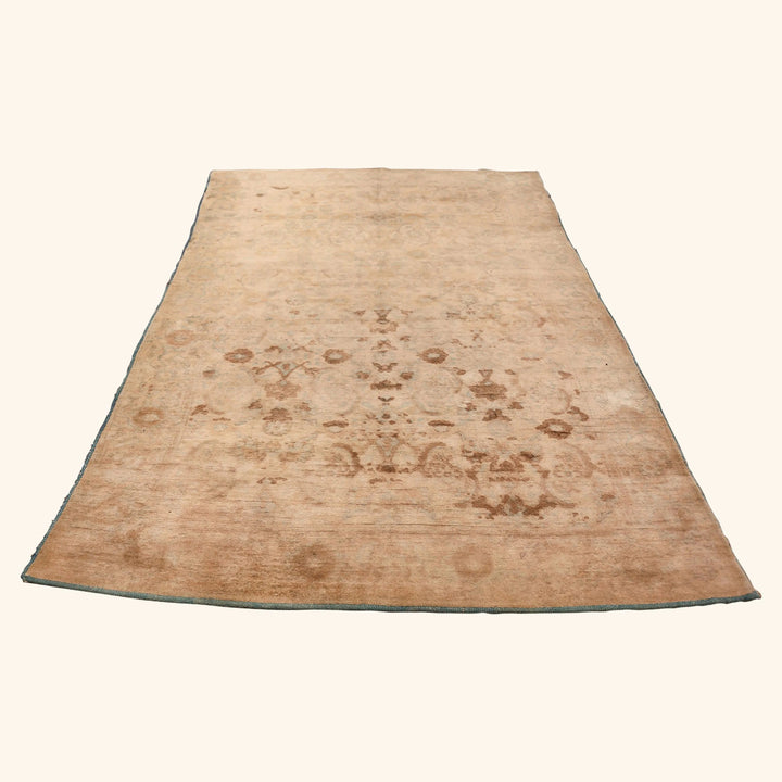 Beige Antique Traditional Indian Cotton Agra Rug - 5' x 8'6"
