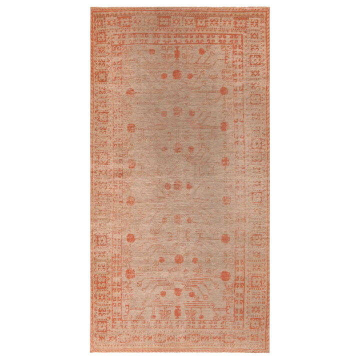 Red Antique Traditional Khotan Rug - 4'1" x 8'