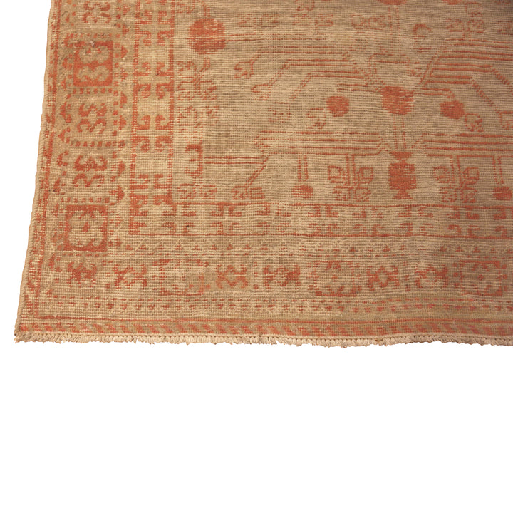 Red Antique Traditional Khotan Rug - 4'1" x 8'