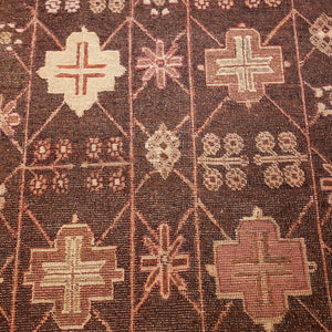 Brown Antique Traditional Khotan Rug - 5'1" x 10'3" - hover
