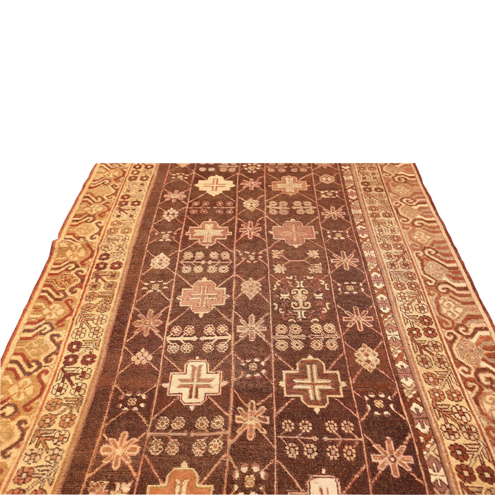 Brown Antique Traditional Khotan Rug - 5'1" x 10'3"