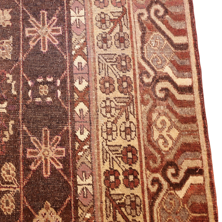 Brown Antique Traditional Khotan Rug - 5'1" x 10'3"