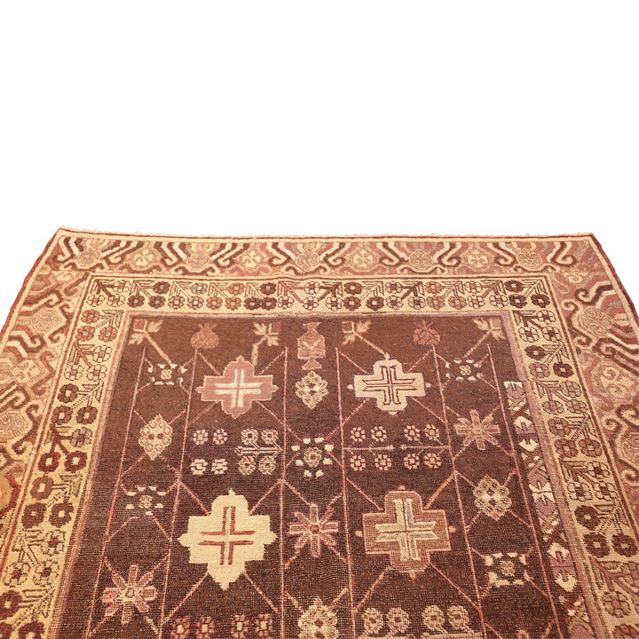 Brown Antique Traditional Khotan Rug - 5'1" x 10'3"