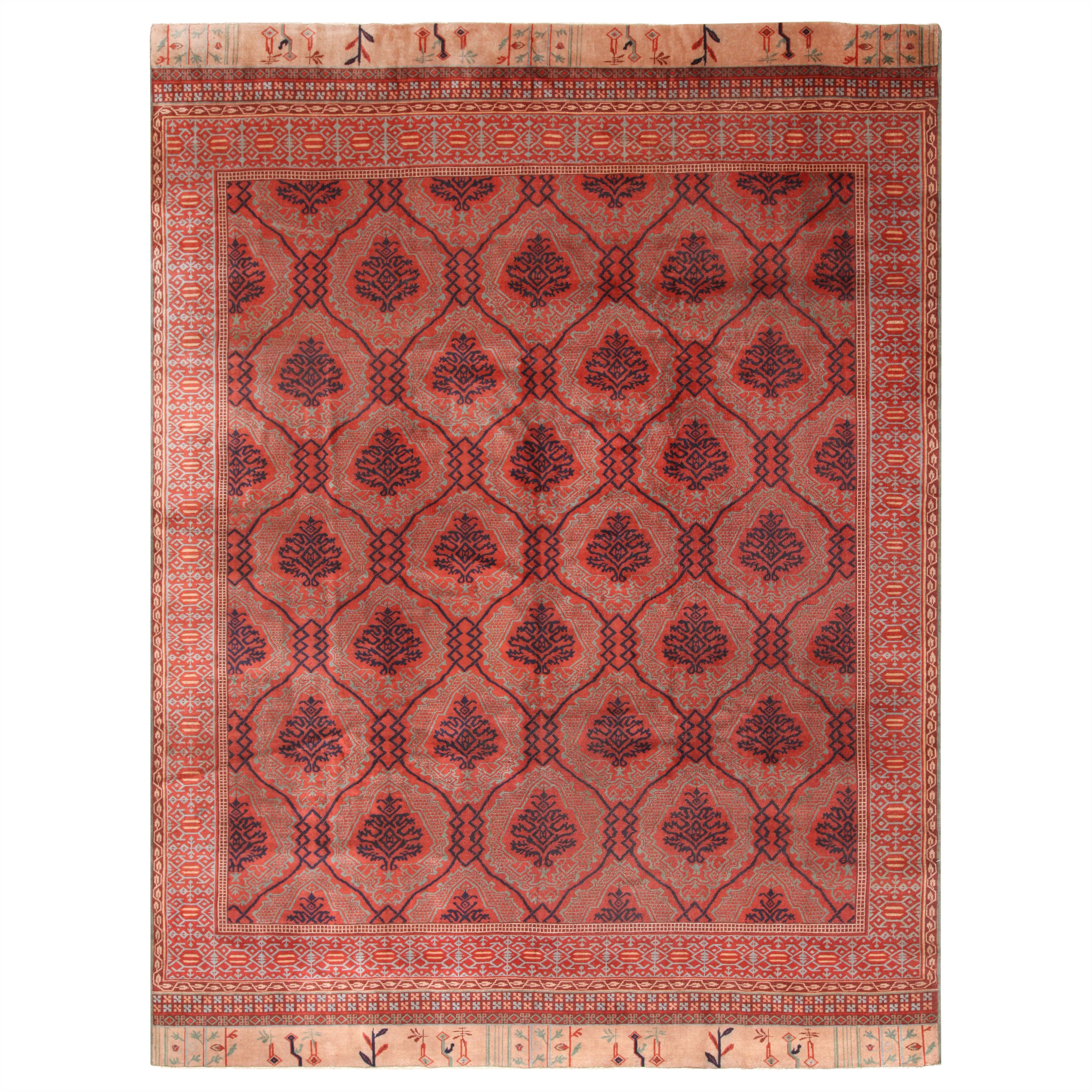 Red Antique Traditional Turkish Smnyrna Rug - 10'5" x 13'9"