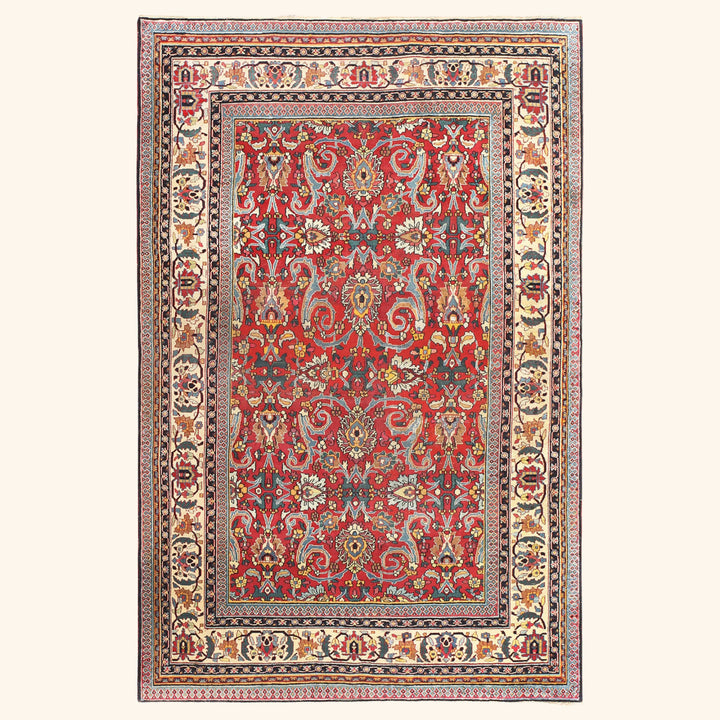 Red Antique Traditional Persian Khorassan Rug - 6'6" x 9'10"
