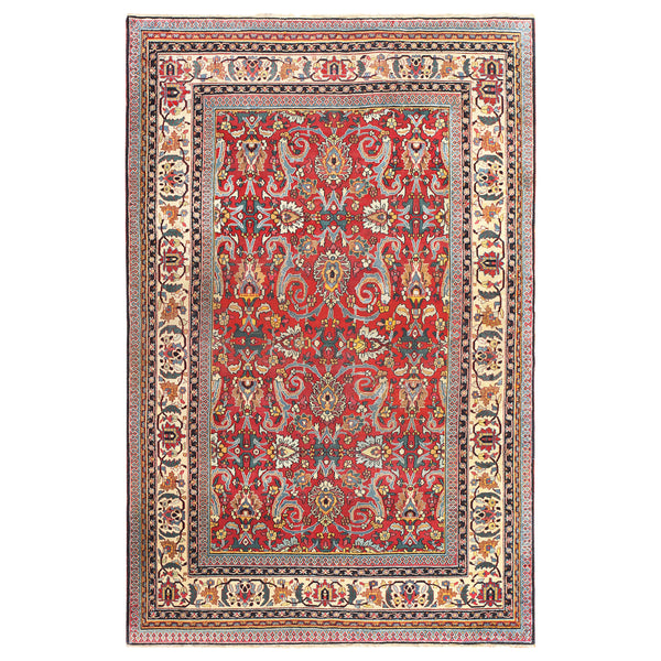 Red Antique Traditional Persian Khorassan Rug - 6'6" x 9'10"