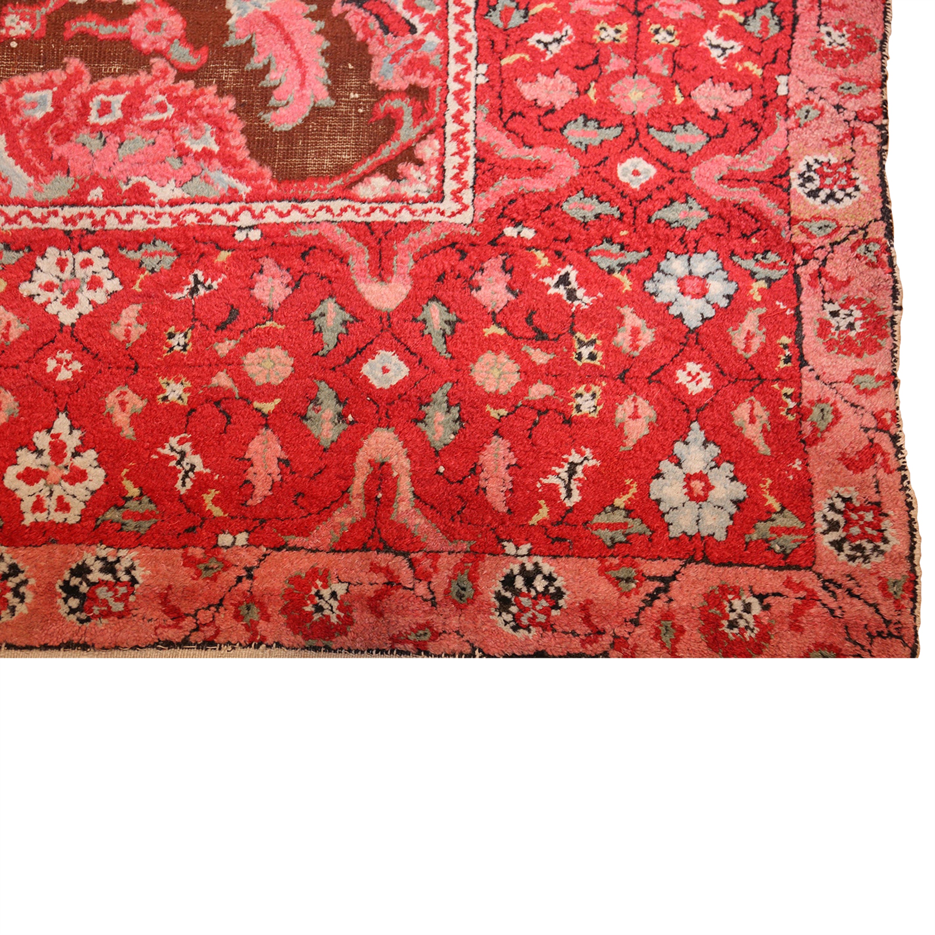 Red Antique Traditional Indian Agra Rug - 4'1" x 7'3"