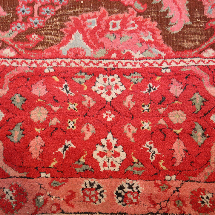 Red Antique Traditional Indian Agra Rug - 4'1" x 7'3"