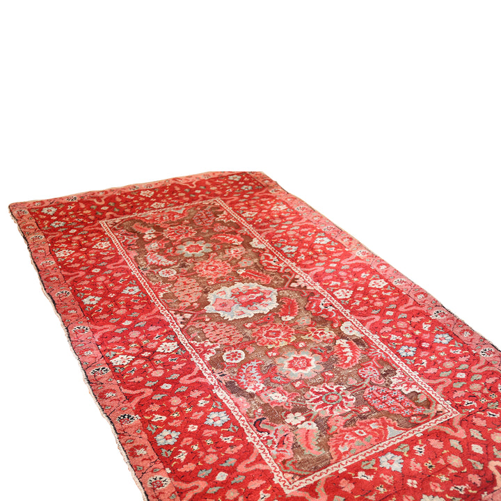 Red Antique Traditional Indian Agra Rug - 4'1" x 7'3"
