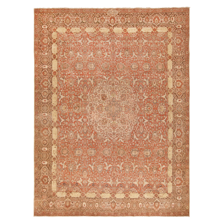 Red Antique Traditional Persian Tabriz Rug - 10'6" x 14'4"