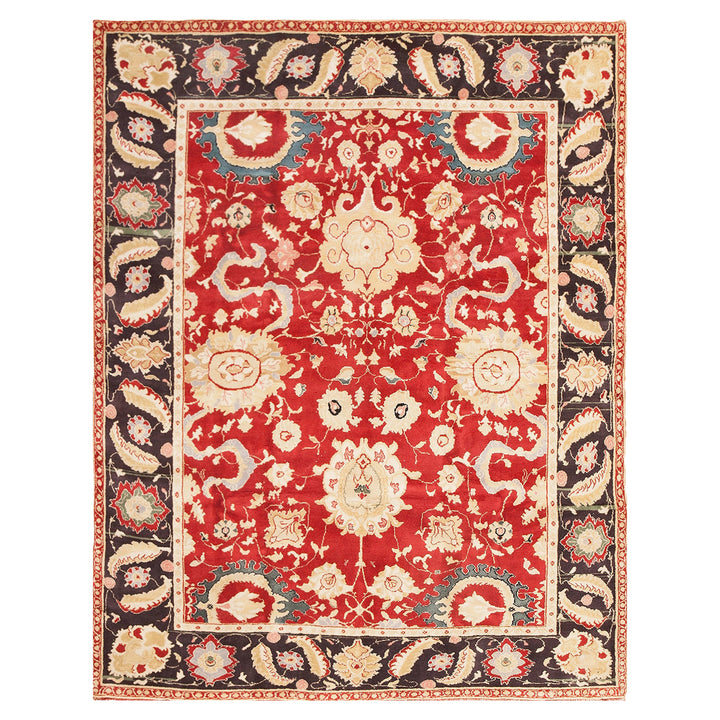 Red Vintage Traditional Indian Agra Rug - 7'9" x 10'