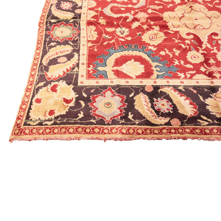 Red Vintage Traditional Indian Agra Rug - 7'9" x 10'