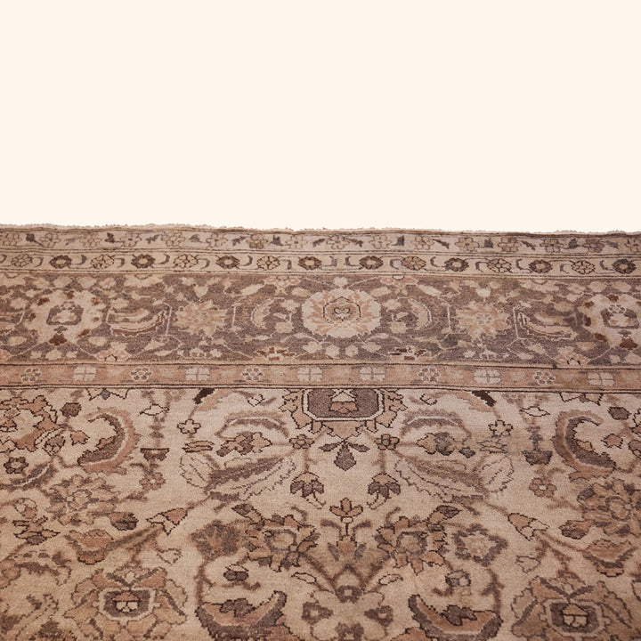 Brown Antique Traditional Indian Agra Rug - 10'3" x 10'5"