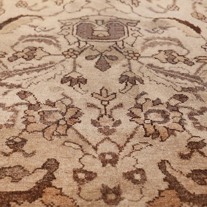 Brown Antique Traditional Indian Agra Rug - 10'3" x 10'5"