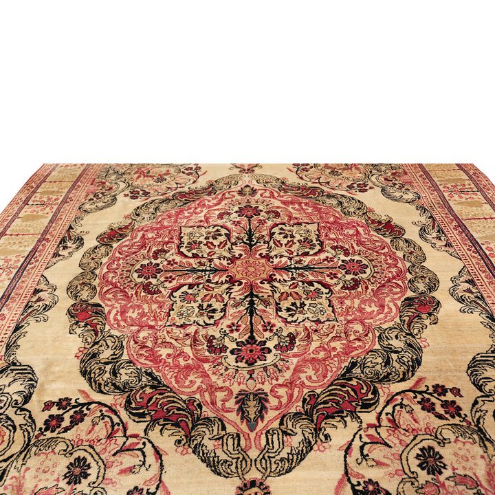 Gold and Red Antique Traditional Persian Kerman Rug - 9' x 12'4"