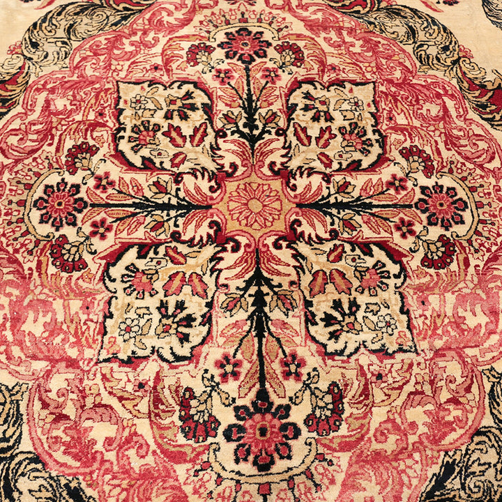 Gold and Red Antique Traditional Persian Kerman Rug - 9' x 12'4"