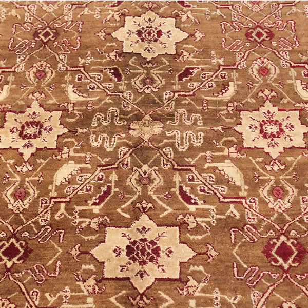 Brown Antique Traditional Indian Agra Rug - 5'9" x 8'5"