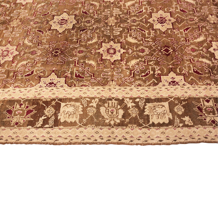 Brown Antique Traditional Indian Agra Rug - 5'9" x 8'5"