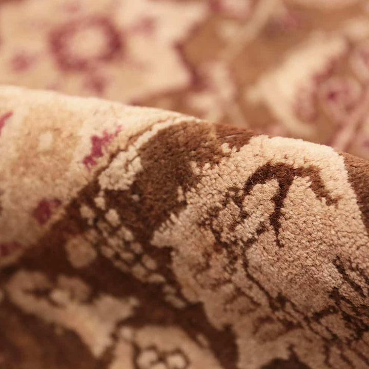 Brown Antique Traditional Indian Agra Rug - 5'9" x 8'5"