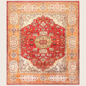 Red Antique Traditional Indian Agra Rug - 10'9" x 12'4"