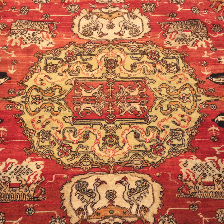 Red Antique Traditional Indian Agra Rug - 10'9" x 12'4"