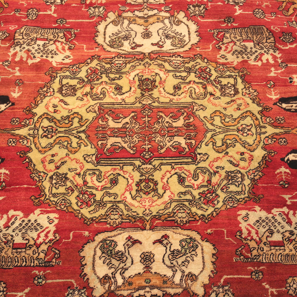 Red Antique Traditional Indian Agra Rug - 10'9" x 12'4"