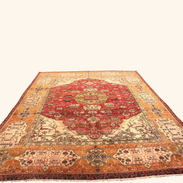 Red Antique Traditional Indian Agra Rug - 10'9" x 12'4"