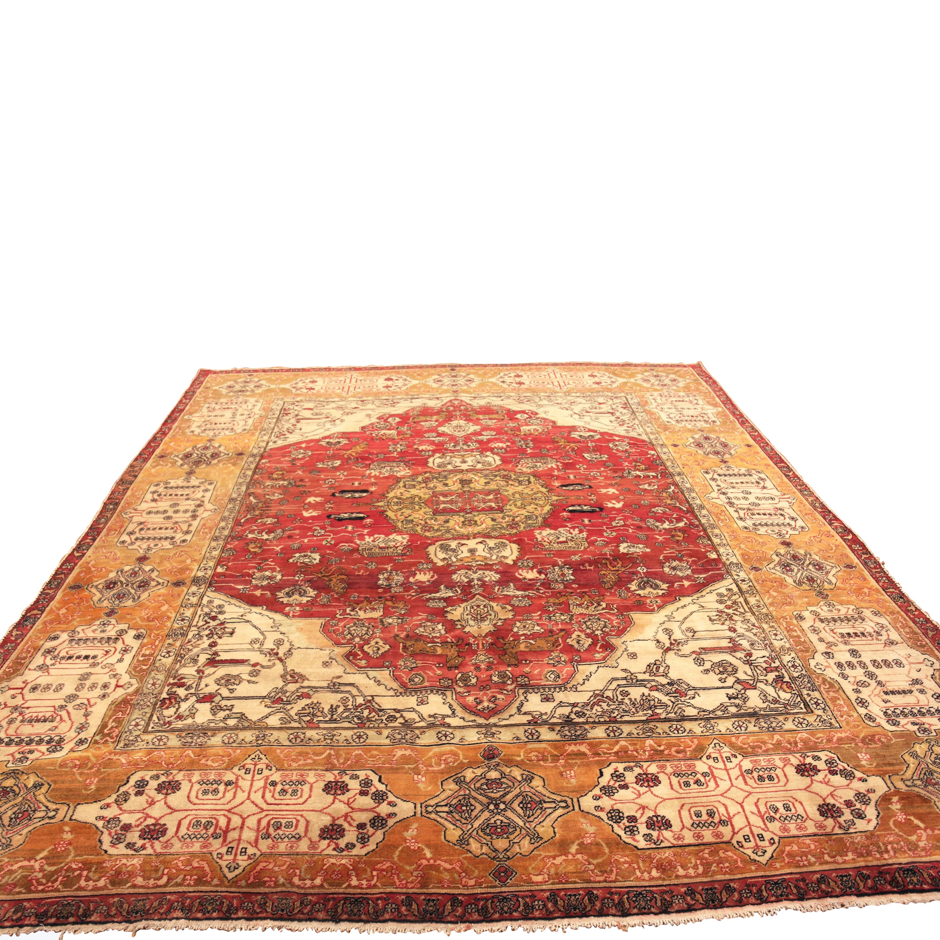 Red Antique Traditional Indian Agra Rug - 10'9" x 12'4"