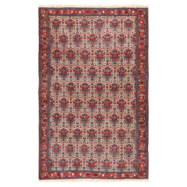 Red Vintage Traditional Farahan Sarouk Rug - 5'1" x 7'9"