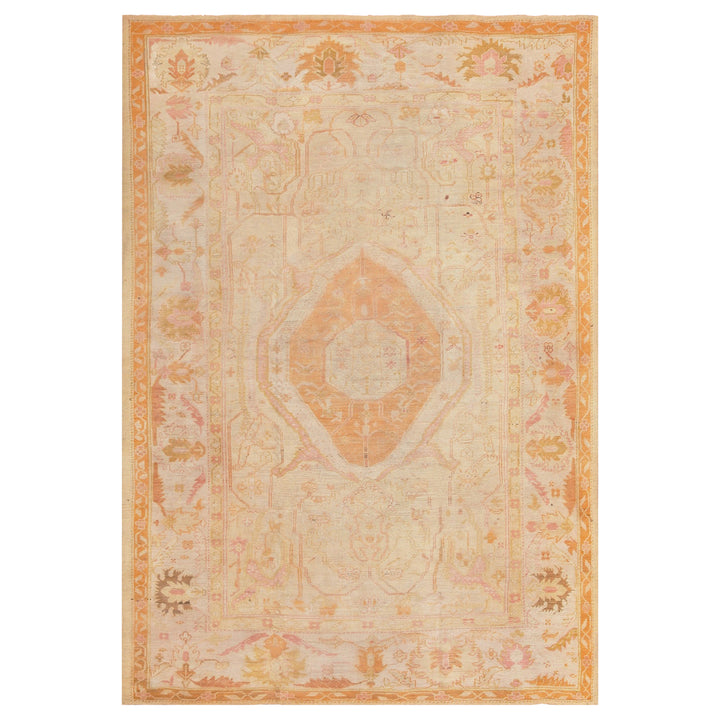 Gold Antique Traditional Turkish Oushak Rug - 8'5" x 12'5"