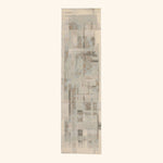 Blue & Cream Contemporary Tibetan Wool Silk Blend Runner - 2'9" x 10'
