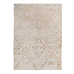 White & Brown Contemporary Tibetan Wool Silk Blend Rug - 10' x 14'