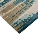 Blue & Grey Contemporary Tibetan Wool Silk Blend Rug - 9' x 12'