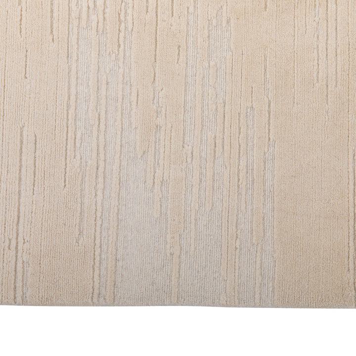 Cream Solid Tibetan Wool Silk Blend Rug - 8' x 10'